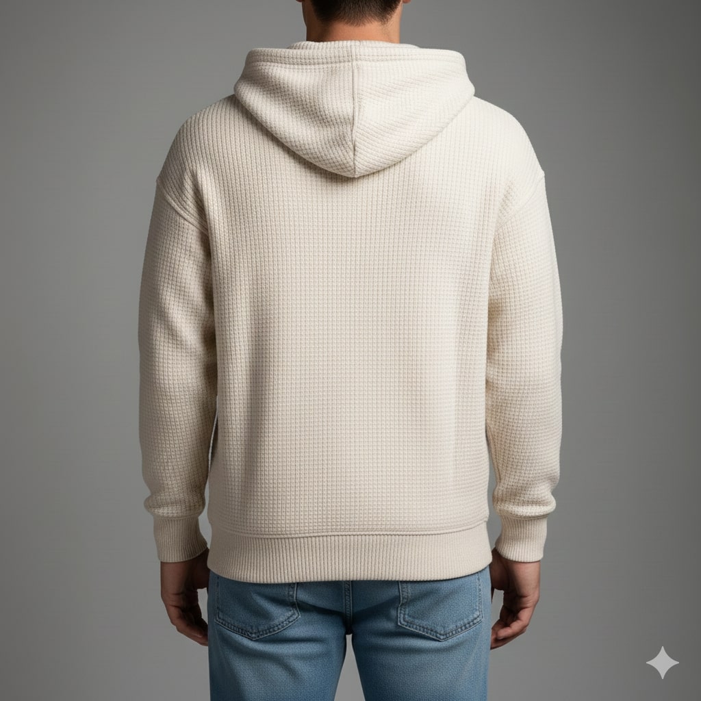 Charles Men’s Waffle Hoodie – Soft Waffle-Knit Half-Zip Sweater