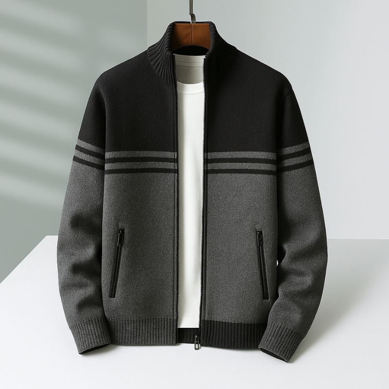 Luxio Men’s Knit Jacket – Soft Cotton Zip-Up with Tailored Fit