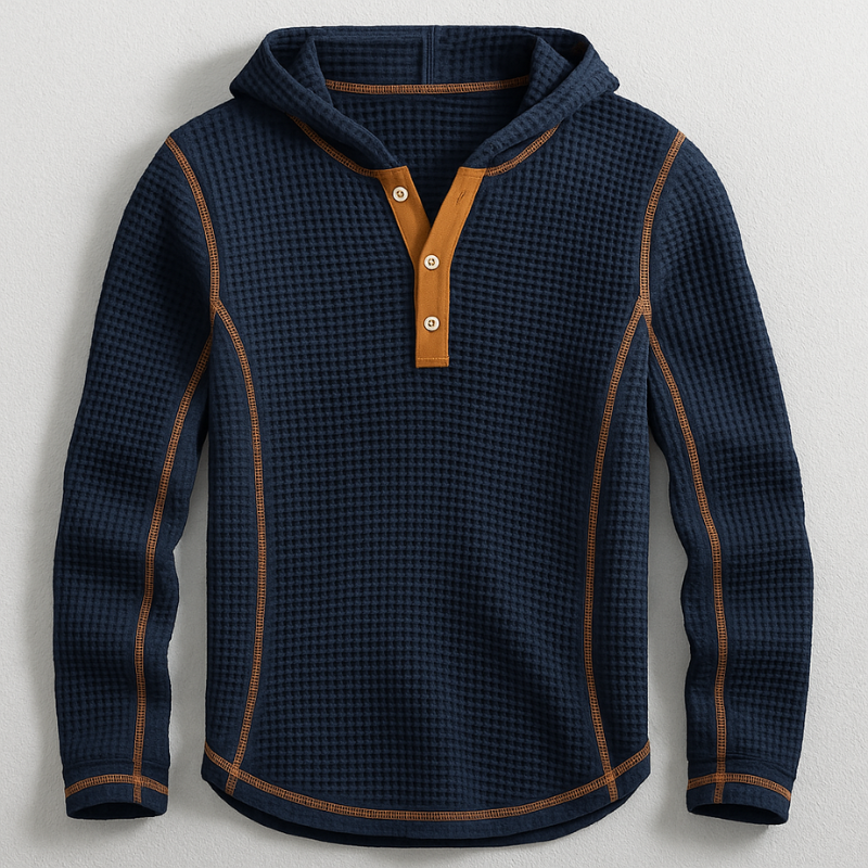 Caspian Men’s Waffle Knit Hoodie – Textured Cotton Men's Pullover