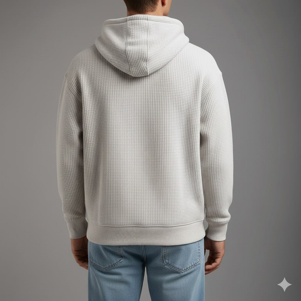 Charles Men’s Waffle Hoodie – Soft Waffle-Knit Half-Zip Sweater