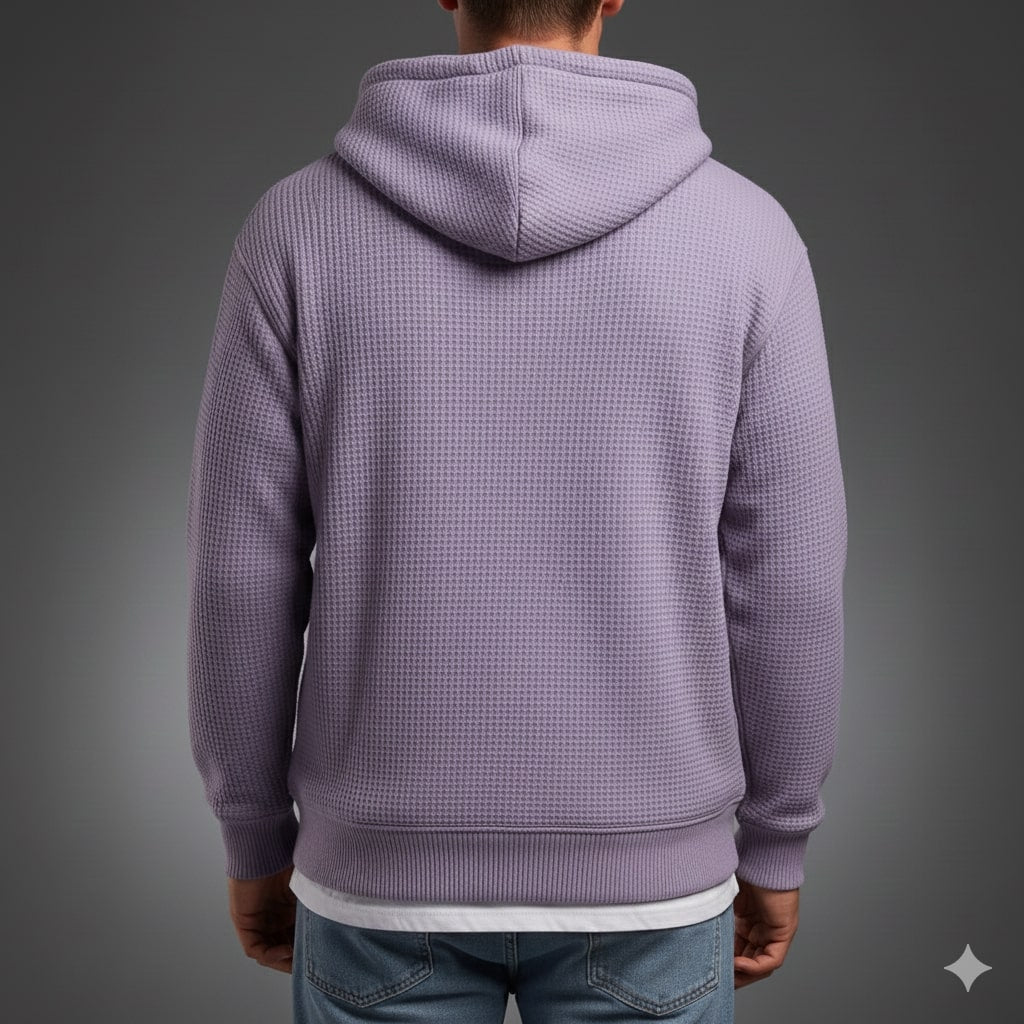 Charles Men’s Waffle Hoodie – Soft Waffle-Knit Half-Zip Sweater
