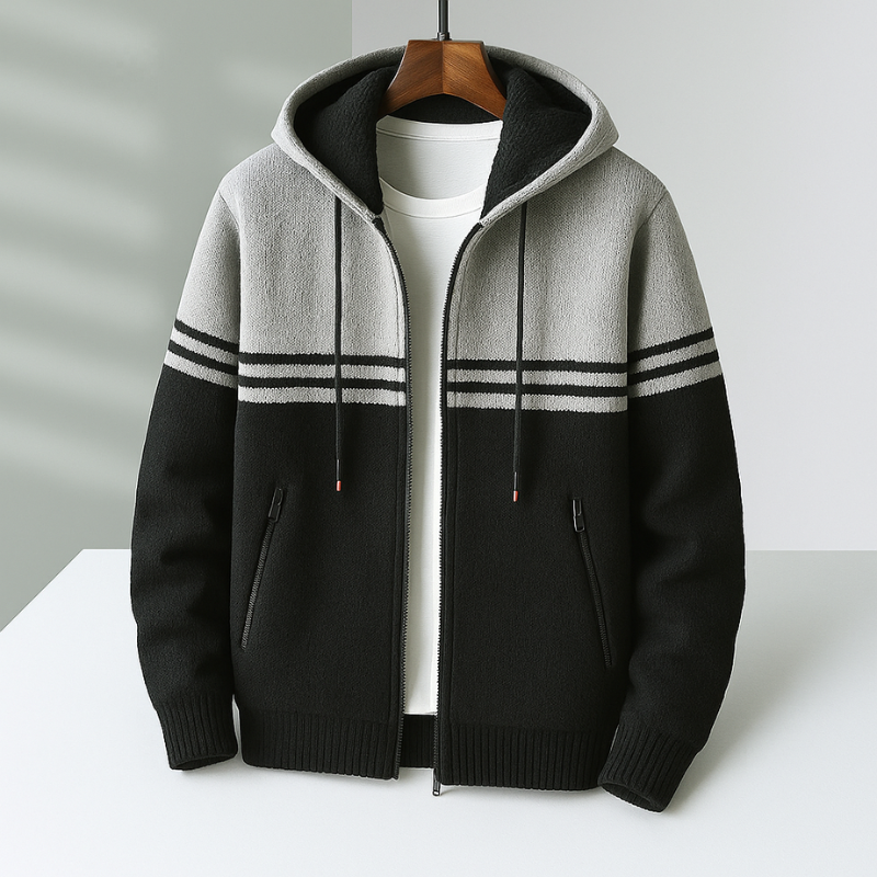 Stefan Men’s Knit Zip Hoodie – Soft Cotton Layer with Tailored Fit