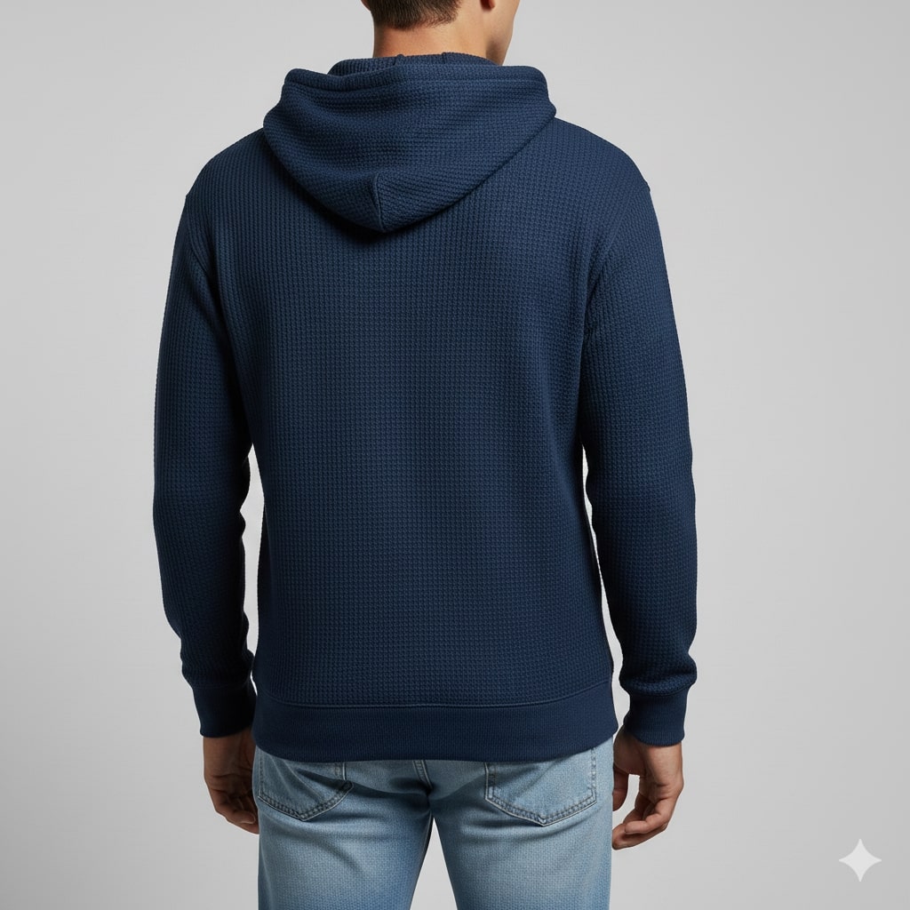 Charles Men’s Waffle Hoodie – Soft Waffle-Knit Half-Zip Sweater