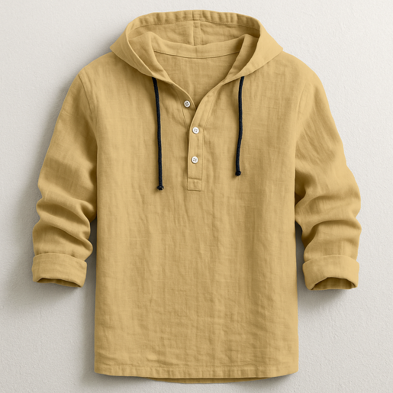 Marty Men’s Long Sleeve Shirt – Hooded Lightweight Cotton Shirt