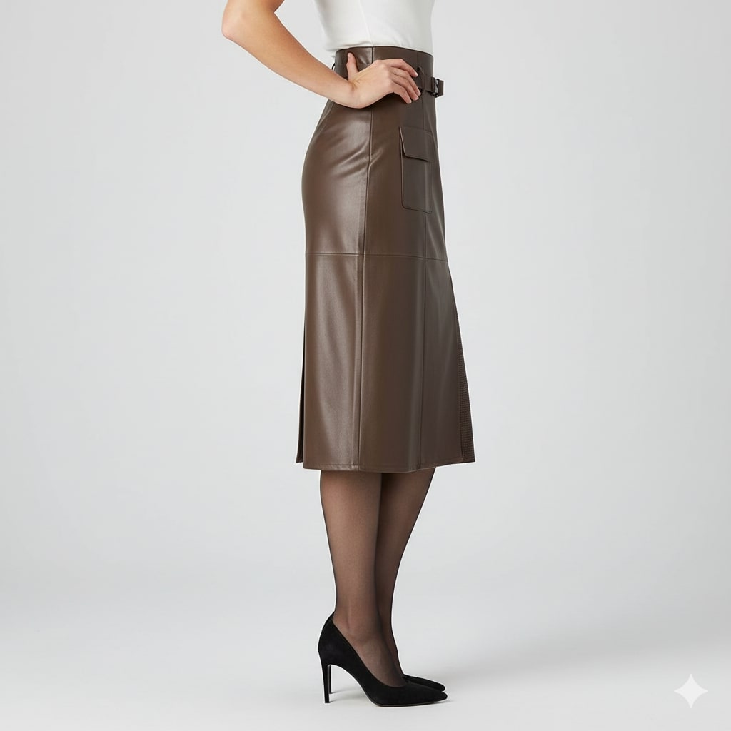 Maui Women's Leather Skirt – High-Waist Asymmetrical Leather Pencil Skirt