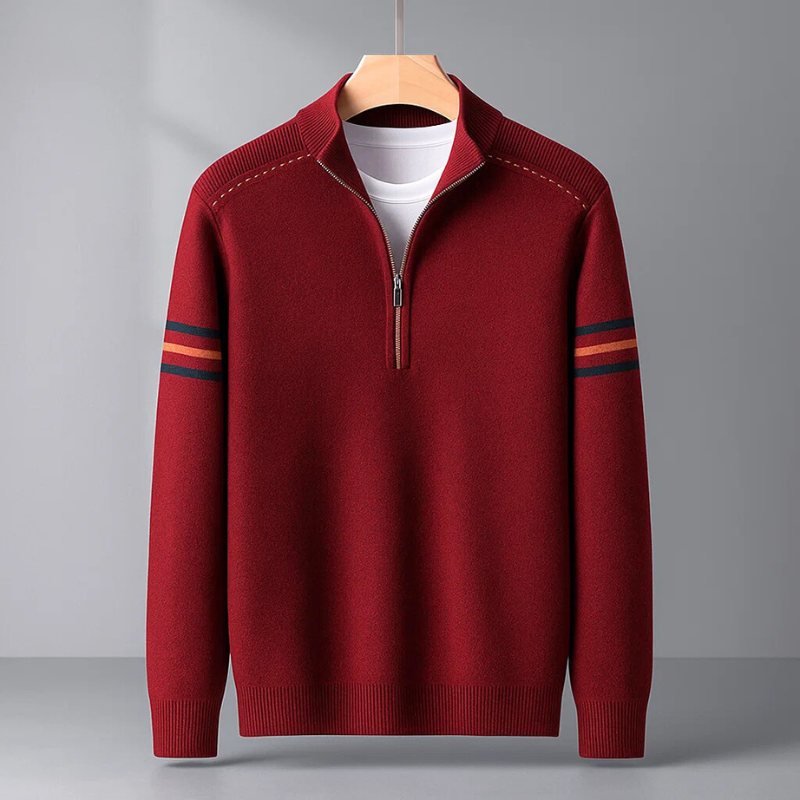 Luke Men’s Quarter Zip Sweater – Merino Wool Lightweight Knit Jumper