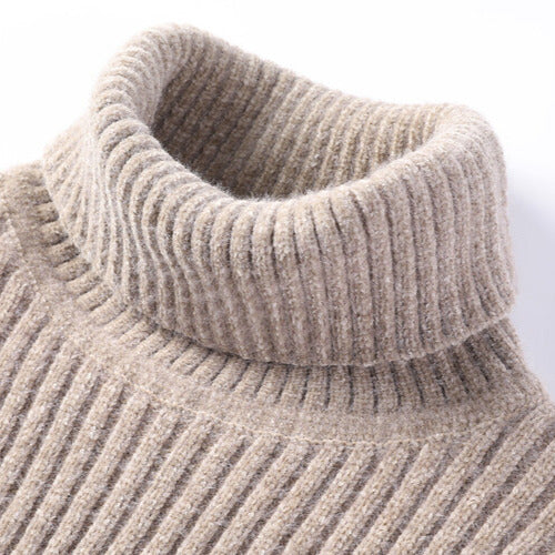 Arnelio Men’s Turtleneck Sweater – Thick Ribbed Knit Pullover