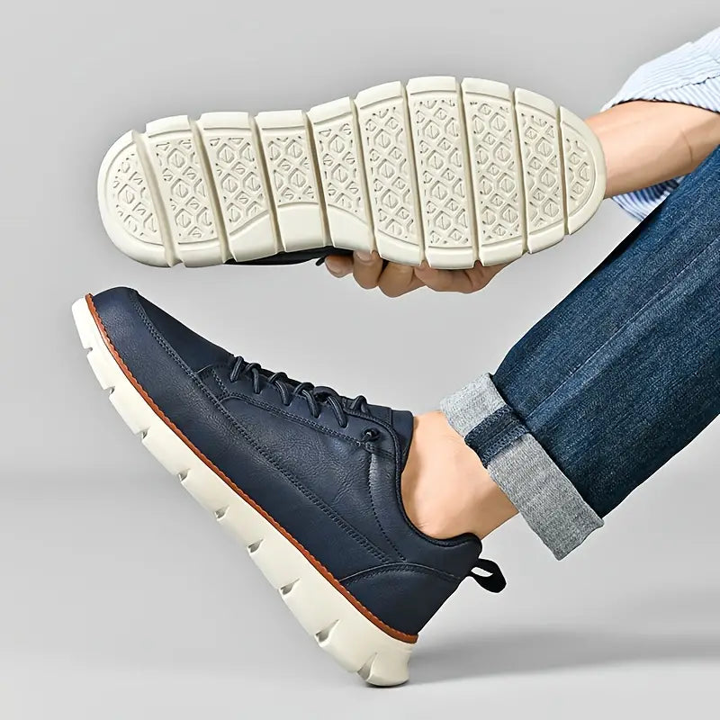 Gavin Men’s Leather Sneakers – Cushioned Support & Flexible Sole