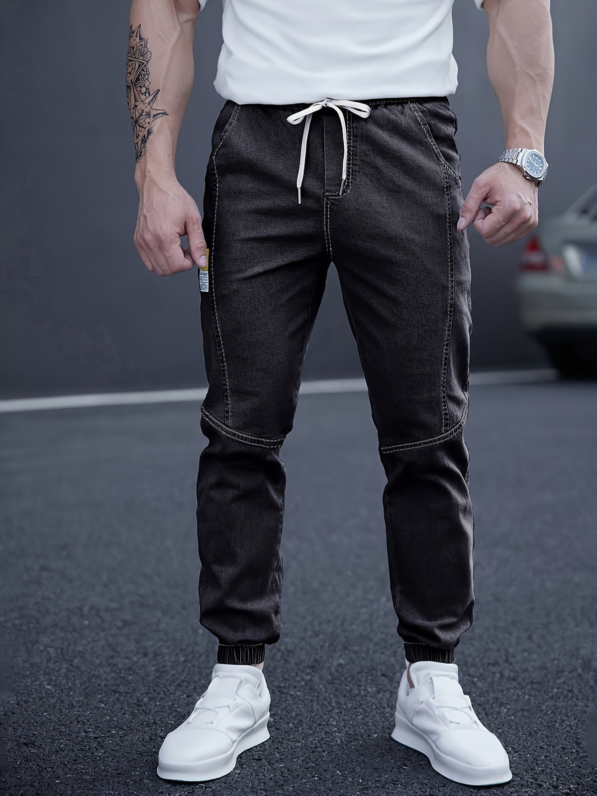 Brent Men’s Cargo Jogger Pants – Elastic Waist with Tapered Fit and Side Pockets