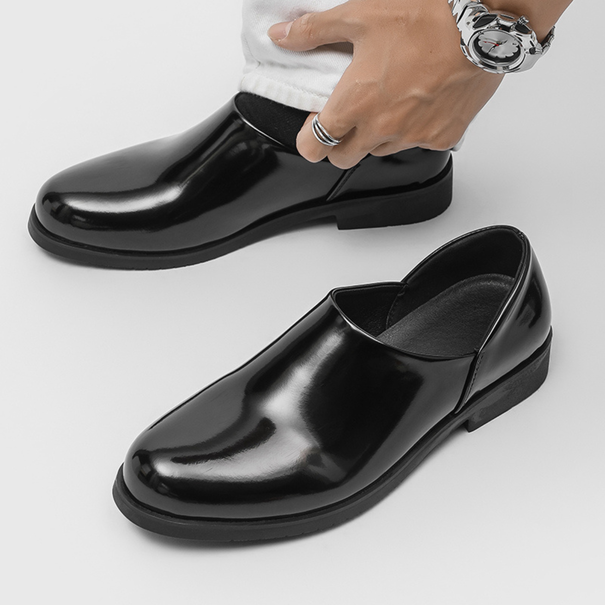 Montarro Men’s Leather Loafers – Gloss Finish Men's Dress Shoes