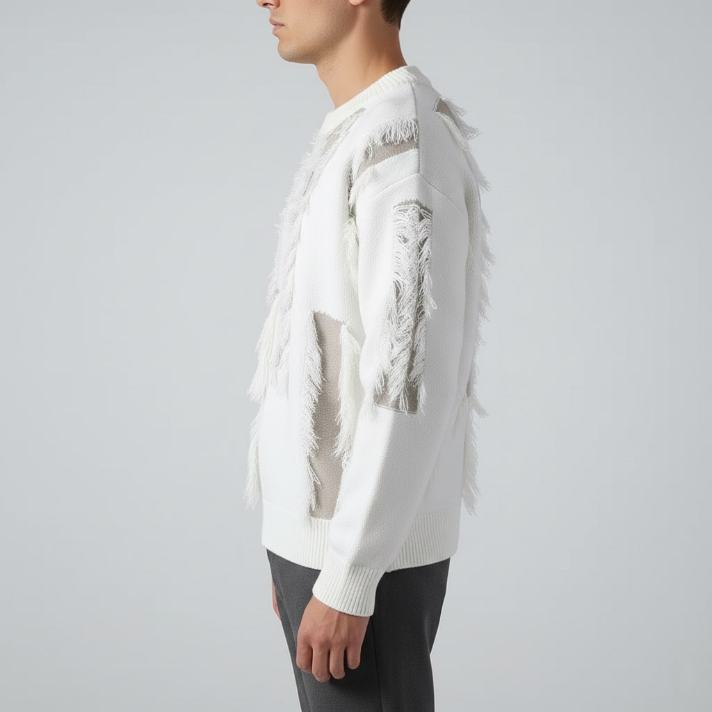 Aiden Distressed Men’s Sweater with Edgy Frayed Detailing