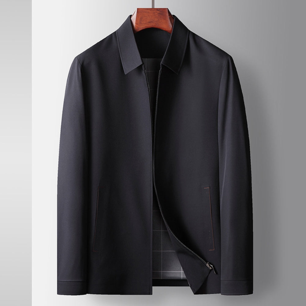 Brandon Men’s Lightweight Jacket – Wrinkle-Resistant with Lapel Collar & Zip Front