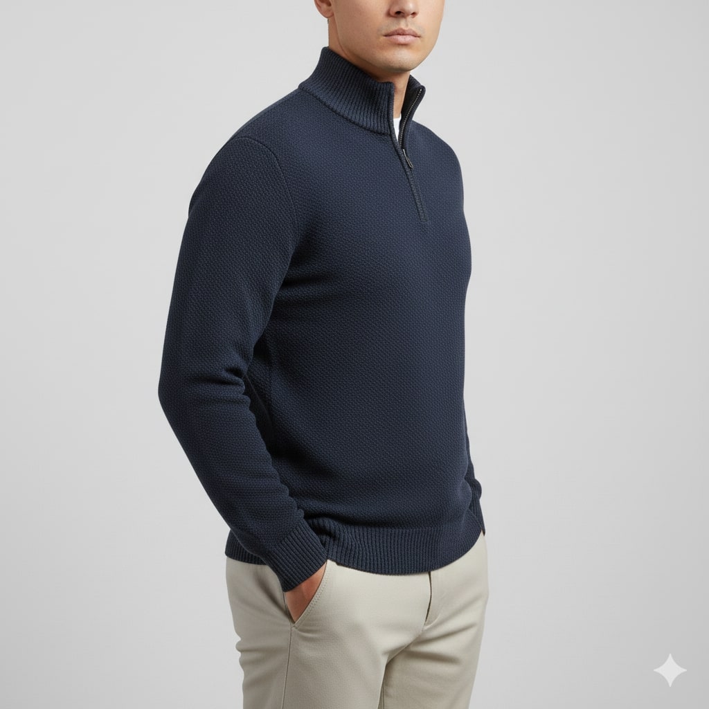 Ashton Men’s Quarter-Zip Sweater – Cotton Knit Pullover