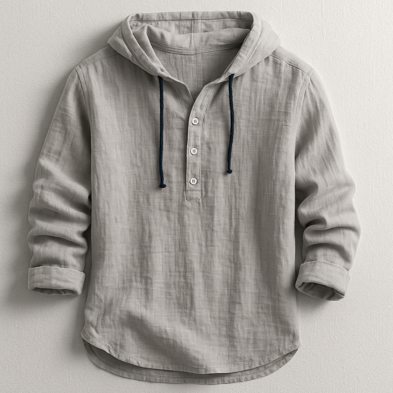 Marty Men’s Long Sleeve Shirt – Hooded Lightweight Cotton Shirt