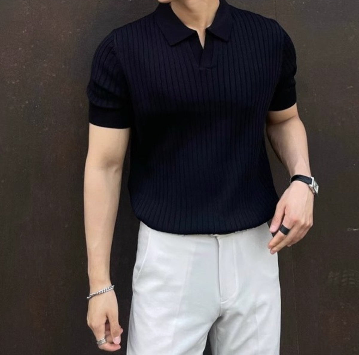 Jomer Knit Polo – Textured Minimalism in a Summer-Ready Fit