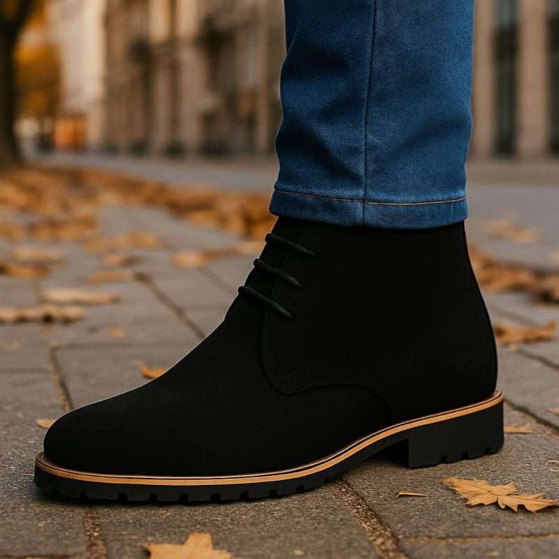 Dante Men’s Suede Ankle Boots – Rugged Lug Sole Dress Boots