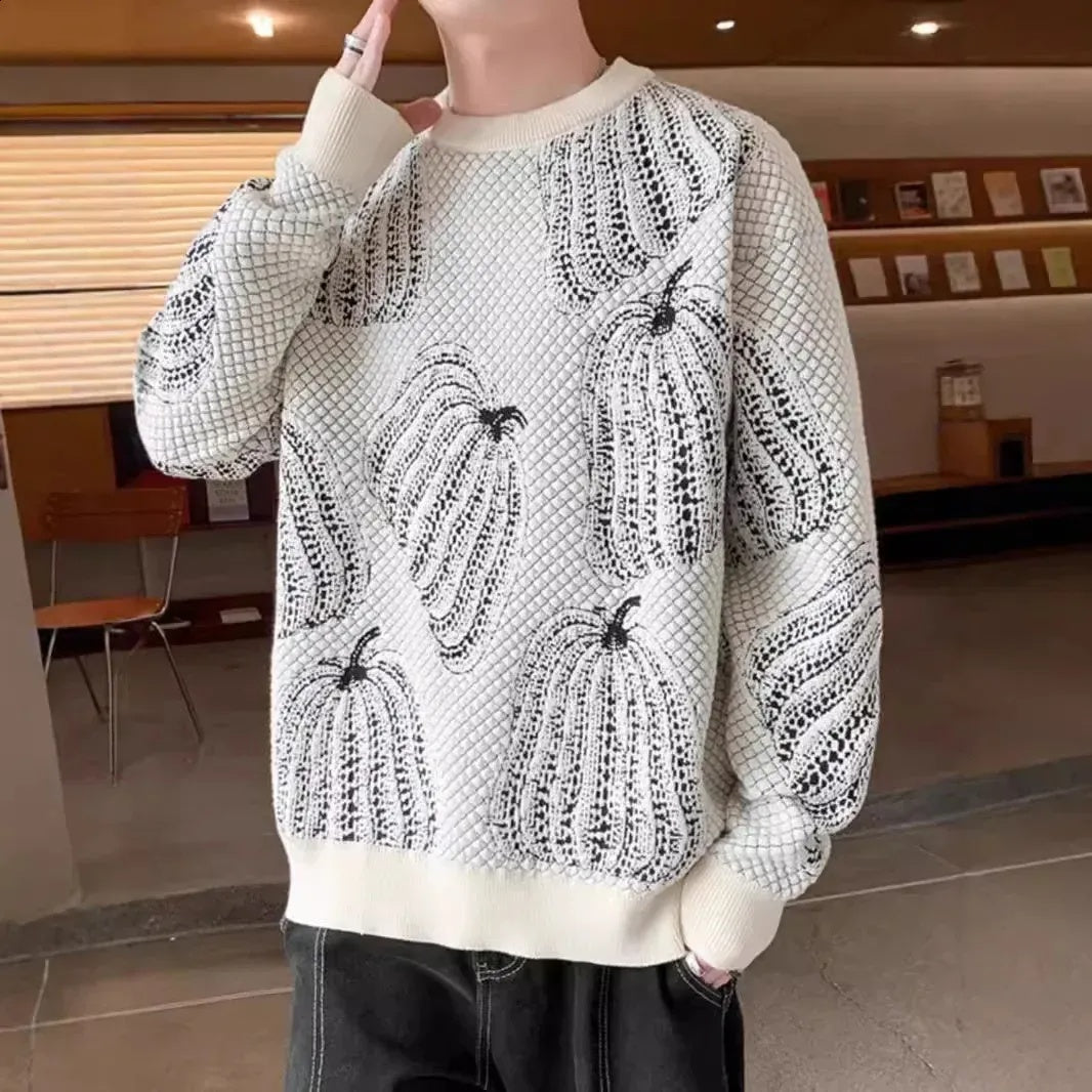 Mason Men’s Sweater – Cozy Pullover with Seasonal Pumpkin Pattern