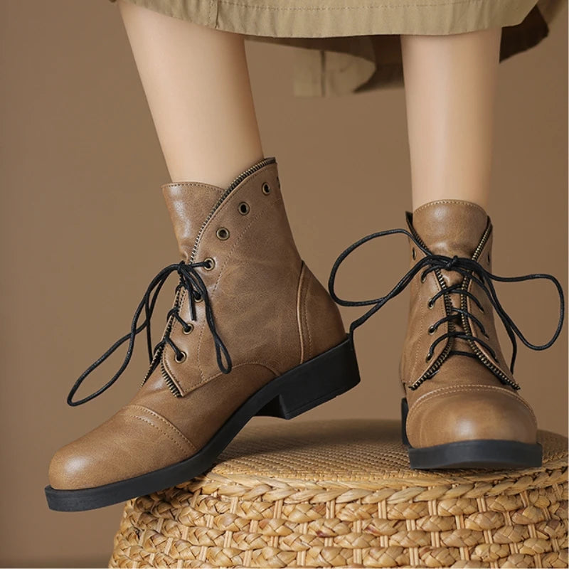 Beatriz Women’s Ankle Boots – Leather Military-Inspired Booties
