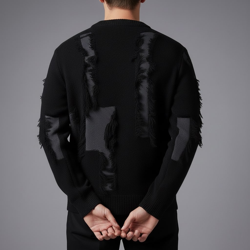 Aiden Distressed Men’s Sweater with Edgy Frayed Detailing