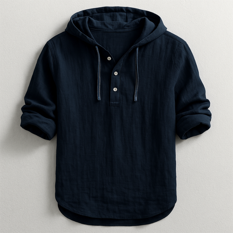 Marty Men’s Long Sleeve Shirt – Hooded Lightweight Cotton Shirt