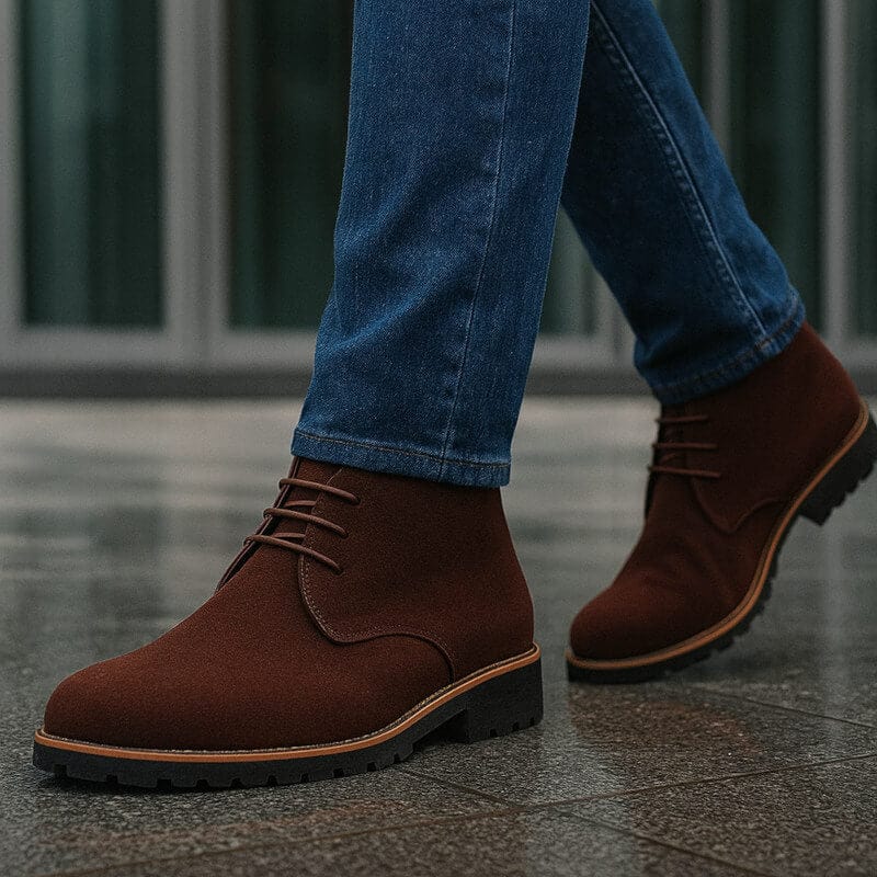 Dante Men’s Suede Ankle Boots – Rugged Lug Sole Dress Boots