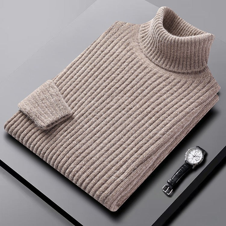 Arnelio Men’s Turtleneck Sweater – Thick Ribbed Knit Pullover
