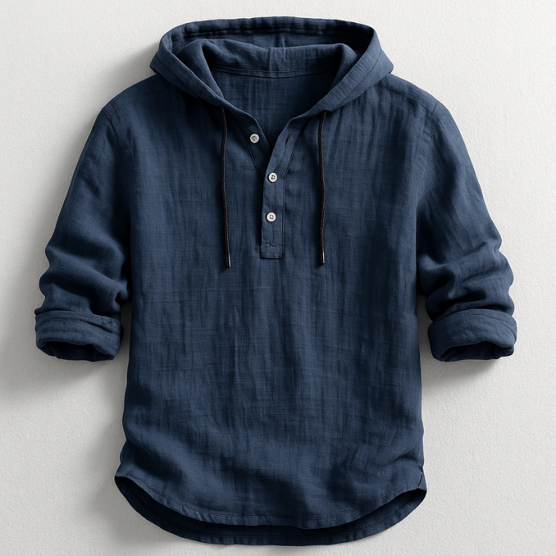 Marty Men’s Long Sleeve Shirt – Hooded Lightweight Cotton Shirt