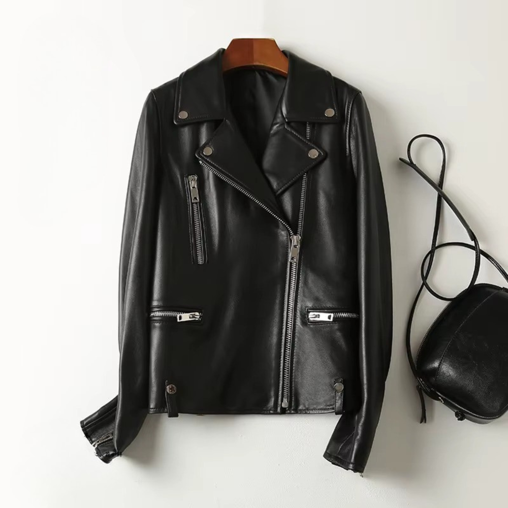 Almona Women’s Leather Jacket – Smooth Leather with Tailored Structured Fit