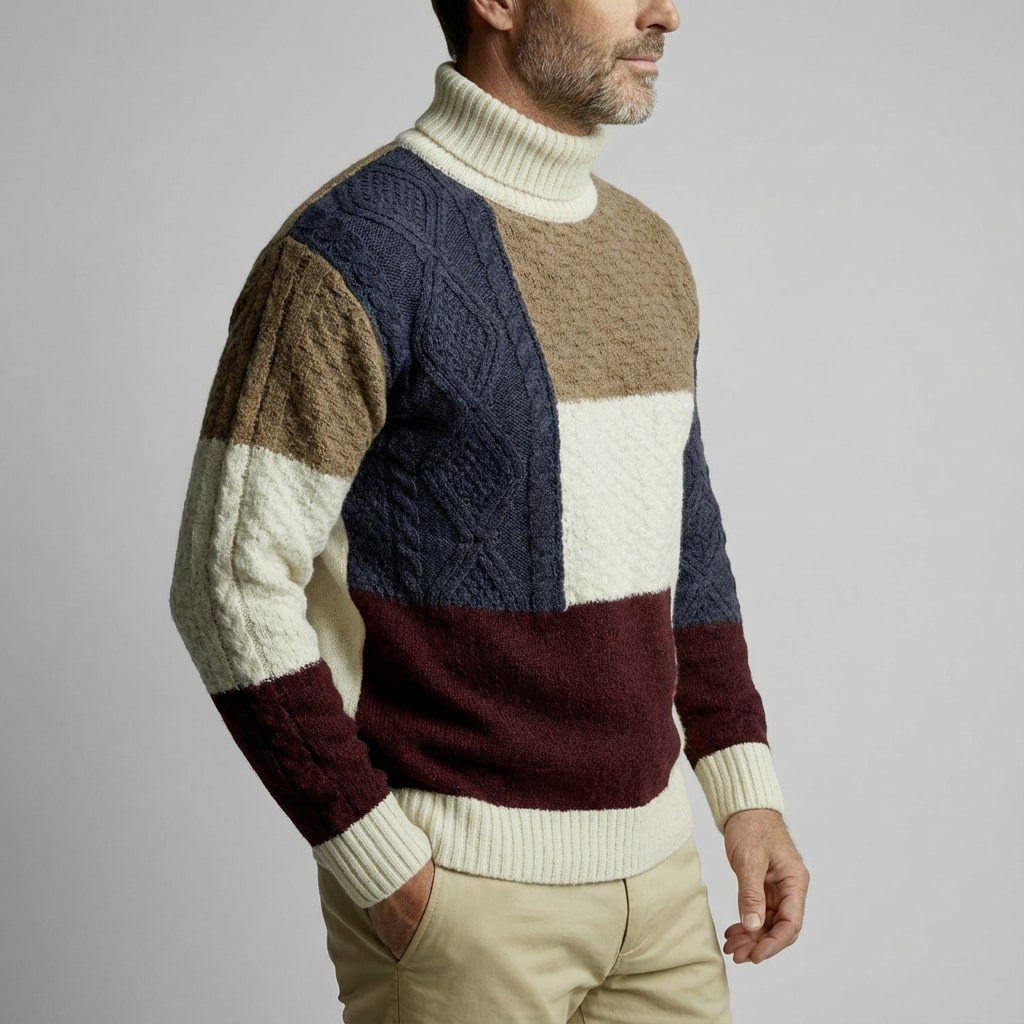 Thomasso Men’s Knit Sweater – Artisan Pattern Pullover