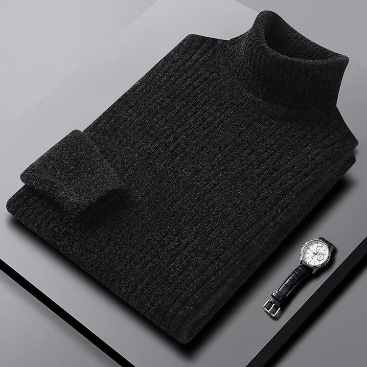 Arnelio Men’s Turtleneck Sweater – Thick Ribbed Knit Pullover