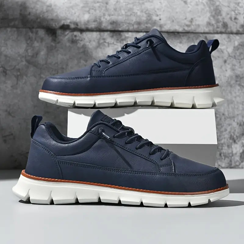 Gavin Men’s Leather Sneakers – Cushioned Support & Flexible Sole
