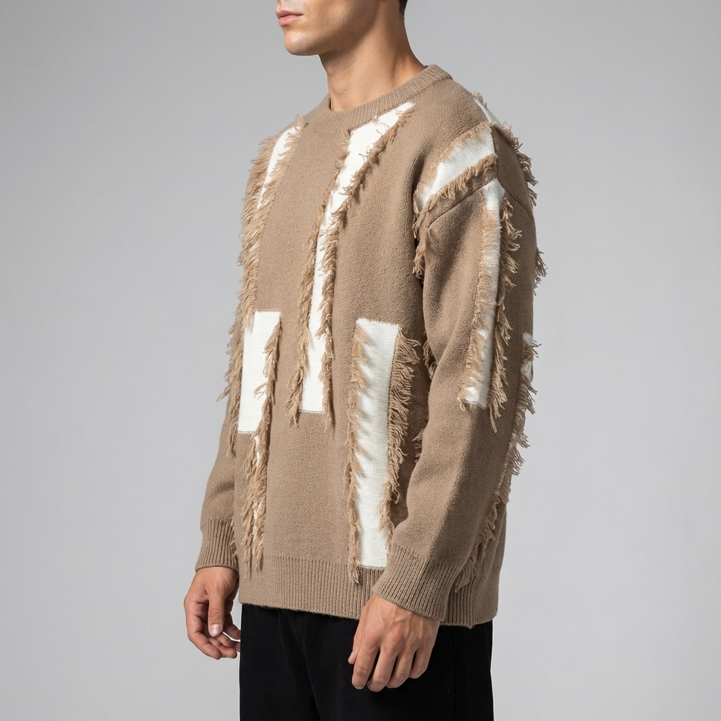 Aiden Distressed Men’s Sweater with Edgy Frayed Detailing
