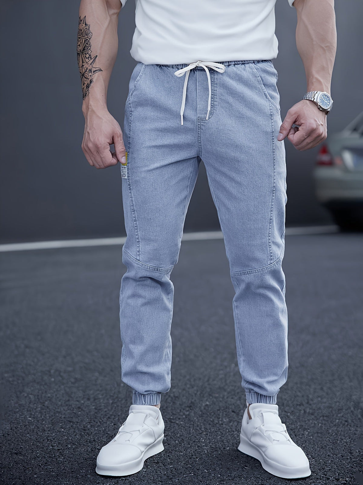 Brent Men’s Cargo Jogger Pants – Elastic Waist with Tapered Fit and Side Pockets