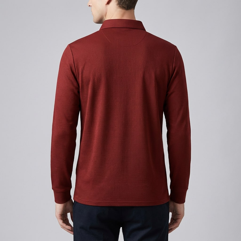 Northwood Men’s Long Sleeve Polo – Soft Woven Fabric Polo Shirt