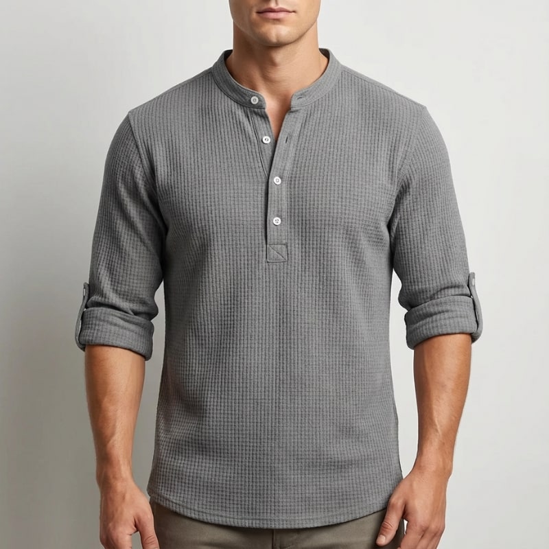 Mason Men’s Shirt – Cotton Linen Henley Shirt