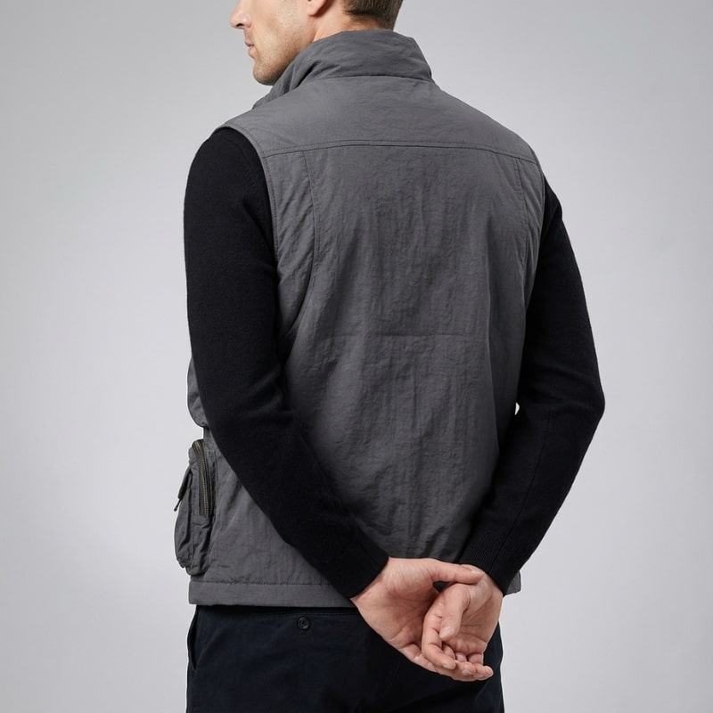 Arnel Men’s Vest – Zip Front Multi-Pocket Lightweight Layering Utility Vest
