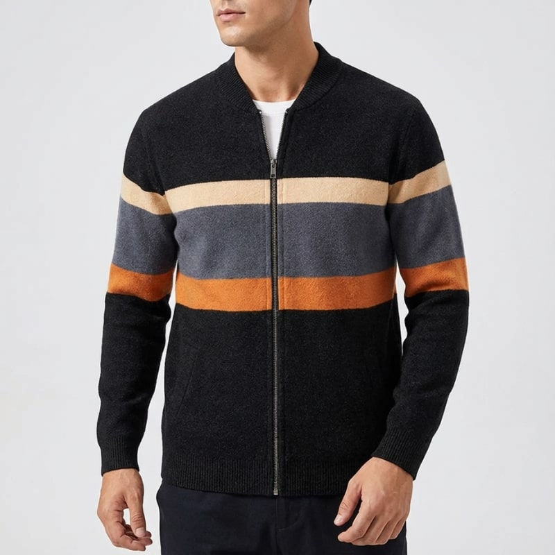 Isaac Men’s Zip Up Jacket – Soft Knit Lightweight Jacket