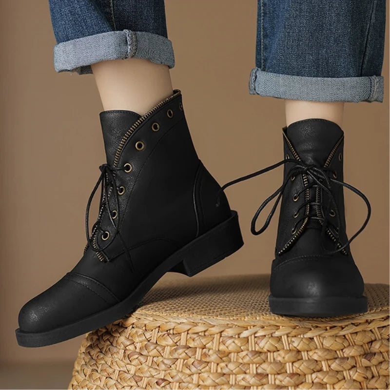 Beatriz Women’s Ankle Boots – Leather Military-Inspired Booties