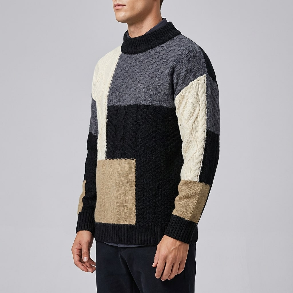 Thomasso Men’s Knit Sweater – Artisan Pattern Pullover