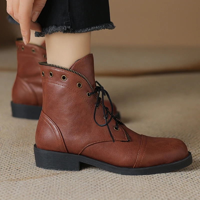 Beatriz Women’s Ankle Boots – Leather Military-Inspired Booties