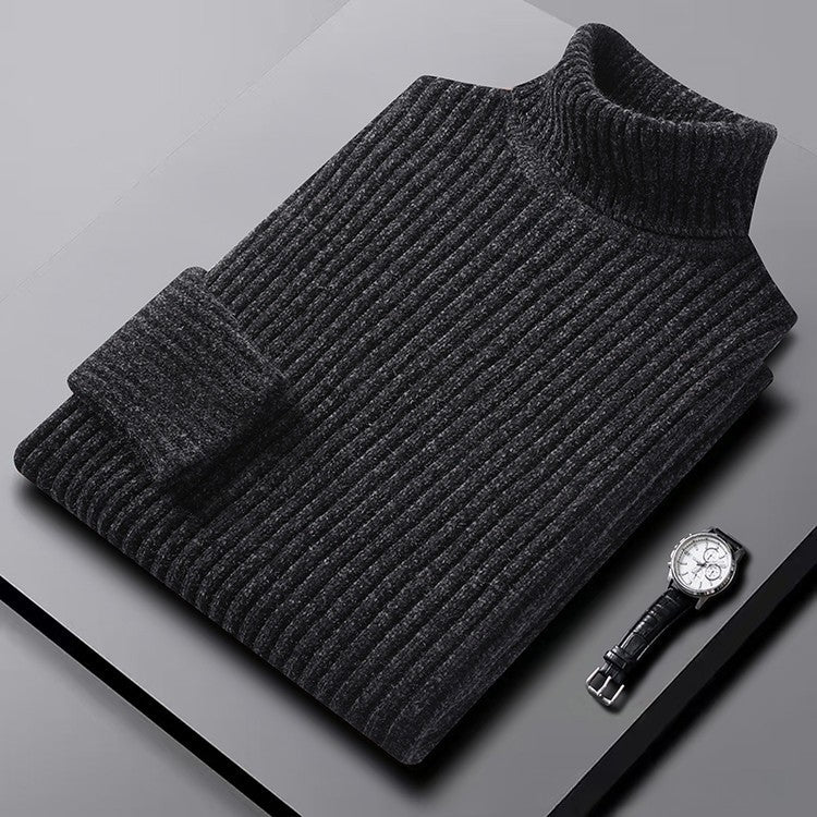 Arnelio Men’s Turtleneck Sweater – Thick Ribbed Knit Pullover