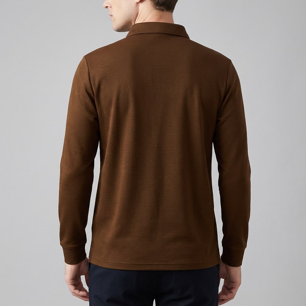 Northwood Men’s Long Sleeve Polo – Soft Woven Fabric Polo Shirt