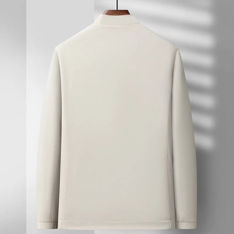 Mikael Men’s Bomber Jacket – Matte Zip-Up with No-Collar Design