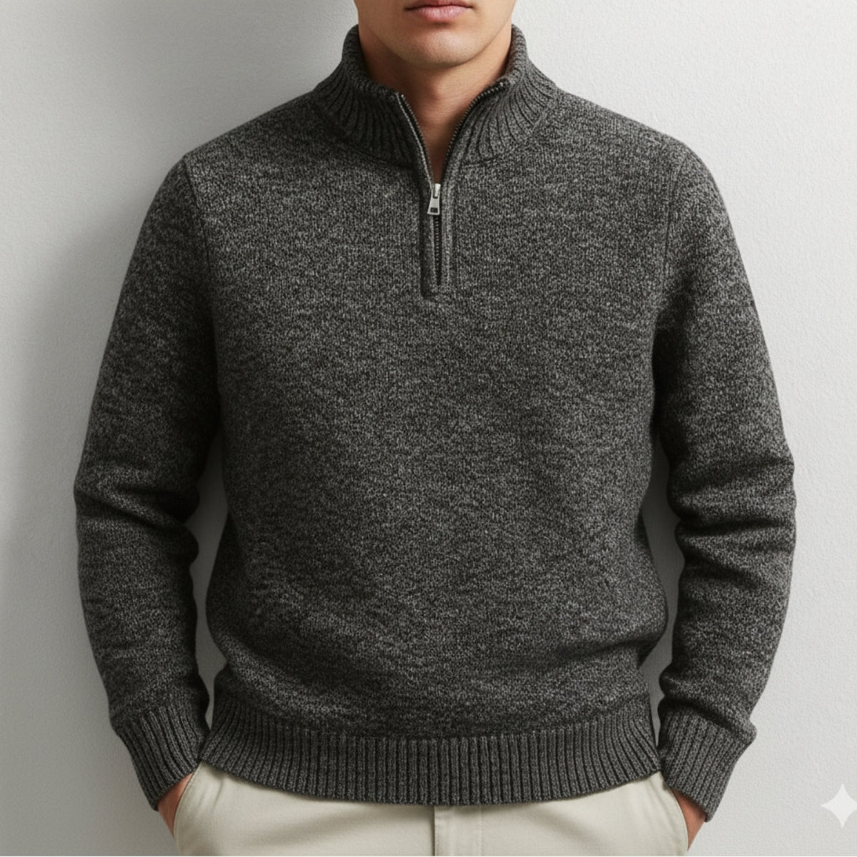 Ashton Men’s Quarter-Zip Sweater – Cotton Knit Pullover