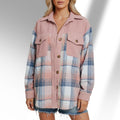 Mariana Women’s Plaid Shacket – Brushed Fabric Overshirt with Corduroy Collar