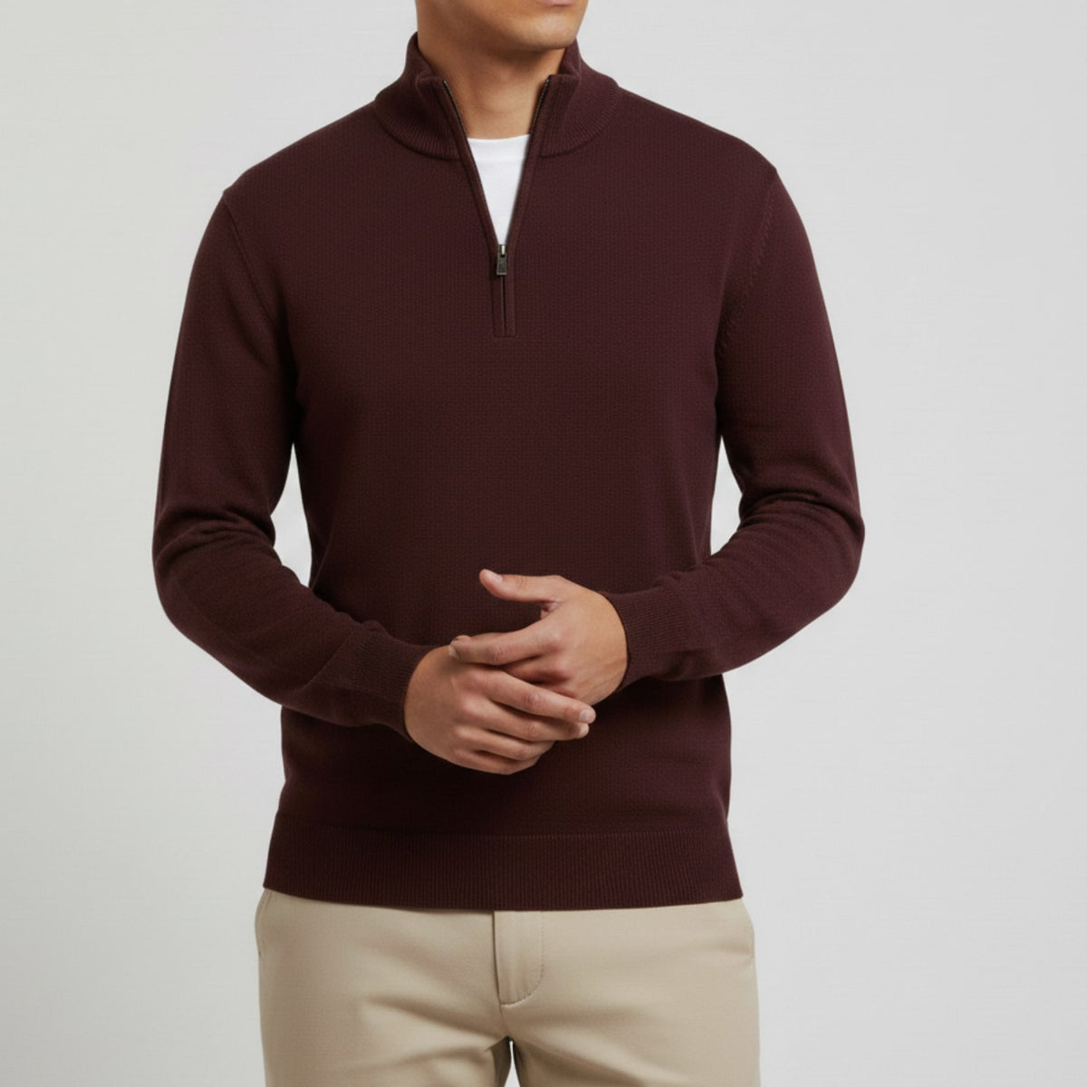 Ashton Men’s Quarter-Zip Sweater – Cotton Knit Pullover