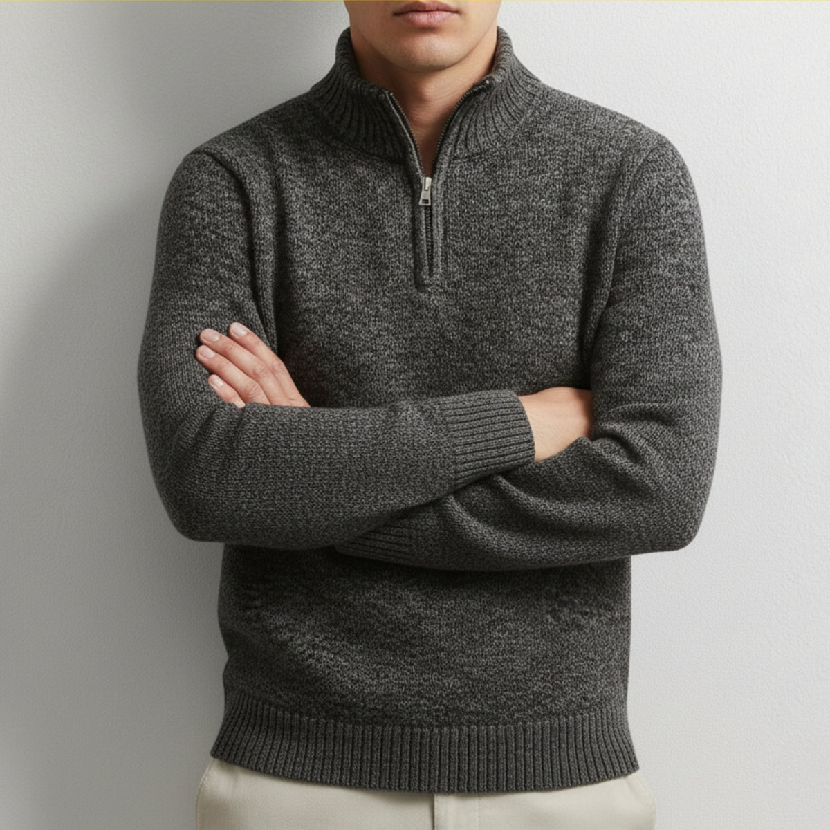 Ashton Men’s Quarter-Zip Sweater – Cotton Knit Pullover