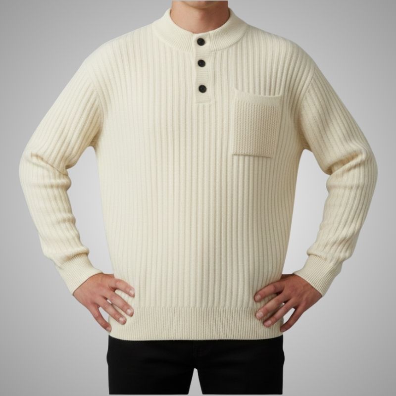 Darian Men’s Pullover Sweater – Thick Ribbed Knit Pullover