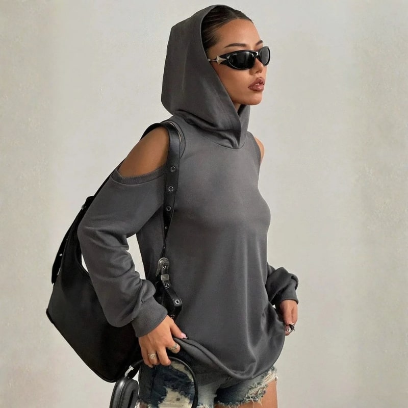 Maristella Women’s Cut-Out Hoodie – Soft Knit Sweater