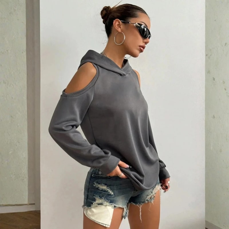 Maristella Women’s Cut-Out Hoodie – Soft Knit Sweater